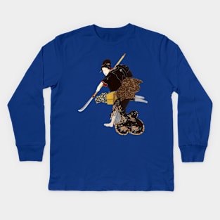 Samurai Woman with Naginata - Shogun Kids Long Sleeve T-Shirt